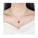 Drie-delige romantische set van zilver 925 Hartmotief Oorbellen Ring Ketting Dames geschenkset sieraden 2