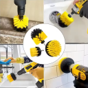 Drill Brush Attachment Set 3 pcs + 15 cm Extension Rod Steel and PP Flat and Round Brush 5/8, 8/10 cm Surface Cleaning 2