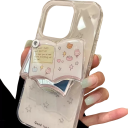 Držák na telefón pre iPhone 16 3D kozmetické zrkadlo s knihou Plastový stojan na mobil i líčenie 2