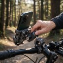Držák telefonu na motorku a kolo s tlumičem vibrací Kulový kloub 360° Pro telefony 5,5–7 palců Řídítka 22–32 mm Hliník CNC Šedý 2