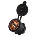 Dubbel USB-laddare för panel 12 V Vattentåligt uttag IP65 av ABS-plast med skyddande kåpa Utgång 5 V 2,1 A Belysta portar 3