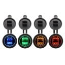 Dubbel USB-laddare för panel 12 V Vattentåligt uttag IP65 av ABS-plast med skyddande kåpa Utgång 5 V 2,1 A Belysta portar 5