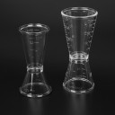 Dubbeländad bar mätare för shots och cocktails Två koppar med markerad mätsticka Genomskinlig plast Timglasform 5