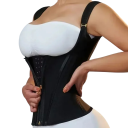 Dubbele compressie korset voor dames Afslankend ondergoed onder de borsten Taille- en buikcorrigerende riem Zwart strapless korset met rits en haaksluiting 2
