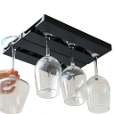 Dubbele hangende houder voor wijnglazen zonder gereedschap plastic zwart wandorganizer voor glazen in de keuken en bar 4