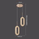 Dubbele hangende LED lamp met 2 ovalen van metaal en acryl, warm wit, breedte 24 cm, hanghoogte tot 180 cm, voor de slaapkamer of boven de eettafel 2