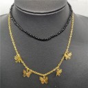Dubbelhalsband för kvinnor med fjärilar och pärlor 4