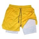 Dubbellaagse sportshorts voor heren, snel drogend voor training, met zakken, hoge elastische taille, comfortabele shorts voor hardlopen 9