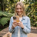 Dubbelskiktet fodral för iPhone 16e Abstrakt blommönster Krämfärgad med orange och rosa Stöttålig och repbeständig 4
