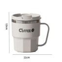 Dubbelwandige roestvrijstalen koffiemok 400 ml van roestvrij staal met deksel en handvat voor het drinken van warme en koude dranken thuis 3