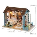 Dukhus 21 x 12,5 x 15,5 cm Miniatyr LED byggsats med möbler Realistisk modell utan lock Dekorativt upplyst hus med detaljerad design 3