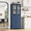 Dulap de bucătărie înalt 170 x 60 x 30 cm Cu două sertare și patru uși Partea superioară vitrată cu raft interior Dulap alimentar îngust 9