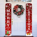 Dúo de pancartas navideñas colgantes 180 x 30 cm Rojas con inscripción blanca Merry Christmas y motivo de nieve Decoración navideña para puertas 3