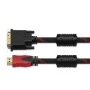DVI 24+5 han til HDMI han adapter 1,5 m Tovejs sort-rødt tekstilkabel Full HD Tilslutning af skærm og grafikkort 2