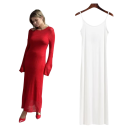 Dvojdielne dlhé priehľadné svetrové šaty s dlhým rukávom a hladké nepriehľadné šaty na ramienka Elegantný outfit na večer 2