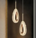 Dvojité závesné LED svietidlo so 2 kapkami z kovu a akrylu, 3 teploty svetla s ovládačom, 13 x 33 cm, do spálne alebo nad jedálenský stôl 6