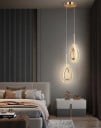 Dvojité závesné LED svietidlo so 2 kapkami z kovu a akrylu, teplá biela, 13 x 33 cm, záves až 2 m, do spálne alebo nad jedálenský stôl 5