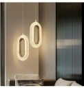 Dvojité závesné LED svietidlo so 2 oválmi z kovu a akrylu, 3 teploty svetla s ovládačom, šírka 24 cm, do spálne alebo nad jedálenský stôl 7