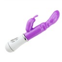 Dvojitý vibrátor so stimulátorom králičou hlavou 12 vibračnými režimami, pre stimuláciu bodu G a vaginálnu masáž, silikónový povrch, rôzne farby, Diskrétne balenie 8