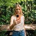 Dvojvrstvové puzdro na iPhone 16e Retro vzor vlnitých pruhov Oranžová a pudrová ružová Odolné proti pádom a poškrabaniu Na každý deň 3