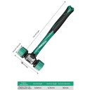 Dvouhlavé gumové instalační kladivo 36 mm multifunkční délka 320 mm protiskluzová rukojeť černo zelené pro montážní práce 2