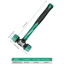 Dvouhlavé gumové instalační kladivo 43 mm multifunkční délka 345 mm protiskluzová rukojeť černo zelené pro montážní práce 2