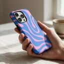 Dvouvrstvé puzdro na iPhone 17 Vzor plynulých vln Modrá a svetlo ružová Odolné proti pádom a poškriabaniu Na každodenné nosenie 2
