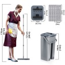 Dweil met emmer 2in1 Zelfwringend systeem Handvat 121cm Emmer 34x19x12cm Set van 4 hoezen Wasbare koppen Huishoudelijke schoonmaak 3