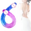 Dwustronny realistyczny gumowy kolorowy dildo rozmiar L dla kobiet i par, wodoodporny, elastyczny, zapewniający intensywną przyjemność 7