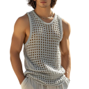 Dýchajúce pánske tielko Pletený dierkovaný materiál Polyester Výstrih do O Jednofarebné prevedenie Ľahký strih Letné nosenie 5