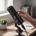 Dynamický mikrofon USB a XLR s redukci šumu a podsvíceným tlačítkom ztlmenia čierny pre podcasting a nahrávanie v štúdiovej kvalite 2