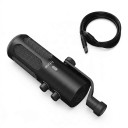 Dynamický mikrofon USB a XLR s redukci šumu a podsvíceným tlačítkom ztlmenia čierny pre podcasting a nahrávanie v štúdiovej kvalite 4
