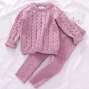 Dzianinowy sweter i legginsy dziewczęce L1232 1