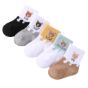 Dziecięce skarpetki unisex 5 parów Kolorowe skarpetki z misiami Poliester elastan Elastyczne wygodne skarpetki dla dzieci do codziennego noszenia 2