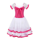 Dziecięce sukienki taneczne z bufkami, kokardą i długą tiulową spódnicą, baletowy strój księżniczki z poliestru i elastanu na występy 3
