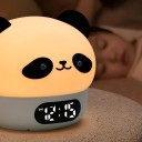 Dziecięcy budzik nocny Panda z silikonowym kloszem i symulacją świtania Dotykowe sterowanie Kolorowe światło Termometr Ładowanie USB-C Pomarańczowy 2