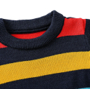 Dziecięcy kolorowy prążkowany sweter pleciony z poliestru Długi rękaw Okrągły dekolt Modny unisex sweter dla chłopców i dziewcząt Styl 3