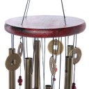 Dzwonek wietrzny wiszący 65 cm wykonany z metalu i drewna Ozdoba ogrodowa Symbol szczęścia Ozdoba dźwiękowa Amulet domowy 5