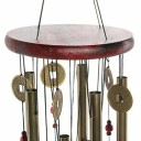 Dzwonek wietrzny wiszący 65 cm wykonany z metalu i drewna Ozdoba ogrodowa Symbol szczęścia Ozdoba dźwiękowa Amulet domowy 6