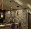 E27 Żarówka Lampa w kształcie liny Pojedyncza żarówka Wisiorek w kształcie liny 5 W 90-260 V Vintage Lina konopna Wiszące oświetlenie 0,5 m 4