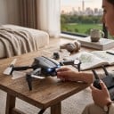 E99 taitettava drone kaksinkertaisella 4K HD kameralla Ohjain puhelintelineellä Optinen paikannus Muovia ABS Musta Ilmakuvaamiseen 5