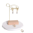 Earring Stand with the Inscription Smile Wooden Base Metal Rod 10 × 6.5 × 3 cm Tabletop Jewellery Holder for Displaying Earrings 2