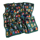 Écharpe carrée en soie d'été 90 x 90 cm Foulard en satin avec motif de chat pour femmes À porter autour du cou, dans les cheveux ou sur un sac Mode de plage 10