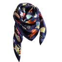 Écharpe carrée en soie d'été 90 x 90 cm Foulard en satin avec motif de chat pour femmes À porter autour du cou, dans les cheveux ou sur un sac Mode de plage 6