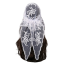 Écharpe en dentelle romantique 130 x 45 cm Écharpe triangulaire pour la tête et le cou Couronne de fleurs légère et compacte Accessoire 12