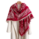 Écharpe Femme 130 x 130 cm Écharpe carrée en polyester avec bords frangés Motif élégant et délicat Accessoire de mode chaud pour l'automne et l'hiver 6