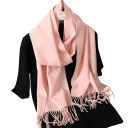 Écharpe femme 33x180 cm Écharpe douce unie avec des franges Accessoire léger et chaud en polyester Écharpe élégante pour l'automne et l'hiver 21