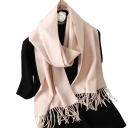Écharpe femme 33x180 cm Écharpe douce unie avec des franges Accessoire léger et chaud en polyester Écharpe élégante pour l'automne 36