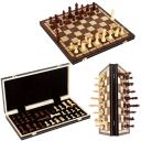 Échecs en bois pliants 44x44 cm Échiquier de luxe en bois massif Figurines sculptées à la main Plateau pliant Fermeture magnétique 1