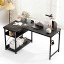 Eckcomputer Tisch 100 x 80 x 50 cm in L-Form mit zwei offenen Regalen, Bürotisch mit durch eine Strebe verbundenen Beinen 7
